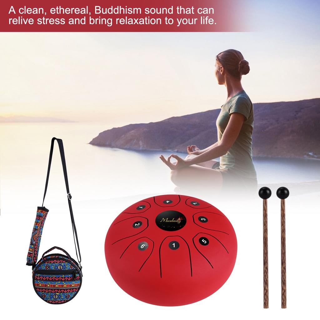 Muslady 5.5inch Mini 8-Tone Steel Tongue Drum C Key Percussion Instrument Hand Pan Drum with Drum