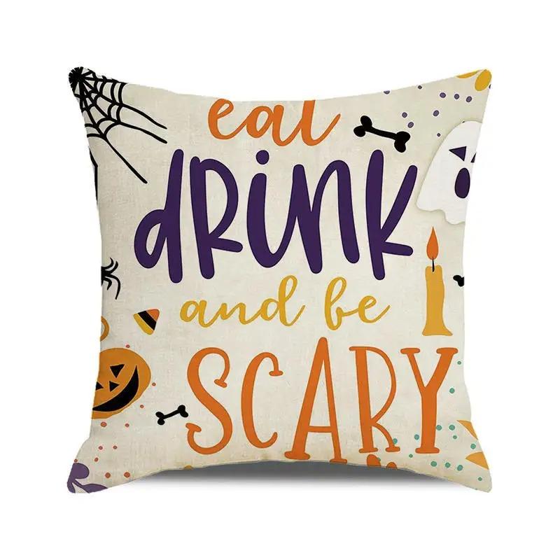 Декоративная наволочка для подушки на Хэллоуин с изображением тыквы, летучей мыши, волшебника, призрака, подходит для украшения дома, гостиной, дивана, комнаты