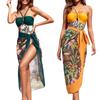 Women's Sexy One-piece Swimsuit Skirt Print Swimwear Two-piece Set