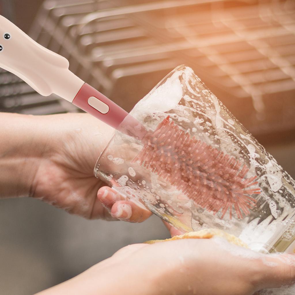 3Pcs Baby Bottle Brush Set 3 in 1 Silicone Baby Bottle Cleaner Pacifier Brush with Stand Portable Straw Glass Cup Cleaner Brush