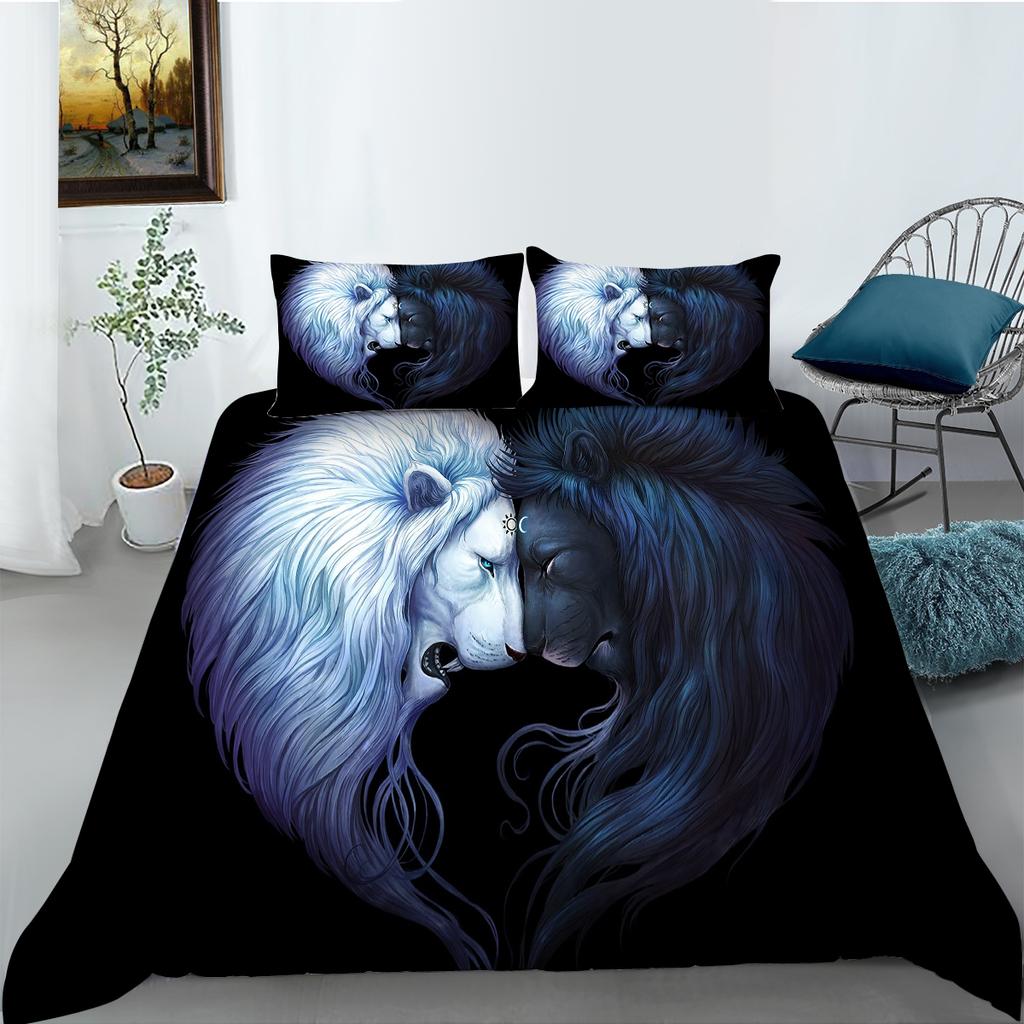 Комплект постельного белья с принтом «Свирепый тигр», полноразмерная двуспальная кровать, пододеяльник с рисунком льва, супермягкое и дышащее постельное белье на молнии