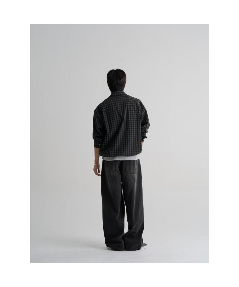 8SECONDS Gingham Check Oversized Shacket Black