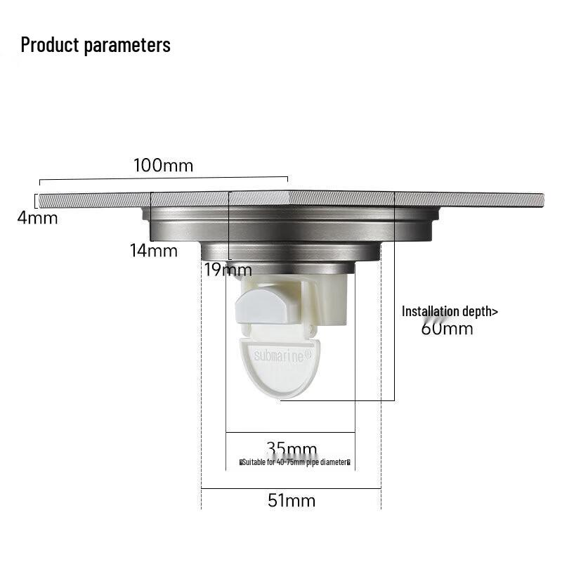 Submarine Ultra-Thin Floor Drain