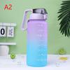 2L Large Capacity Water Bottle Straw Cup Gradient Color Plastic Water Cups With Time Marker Outdoor Fitness Sports Bottle