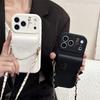 Кошелек-чехол с ремешком через плечо из кожи и силикона для iPhone 11 12 13 14 15 16 17 Pro Max 16 Plus с отделениями для карт