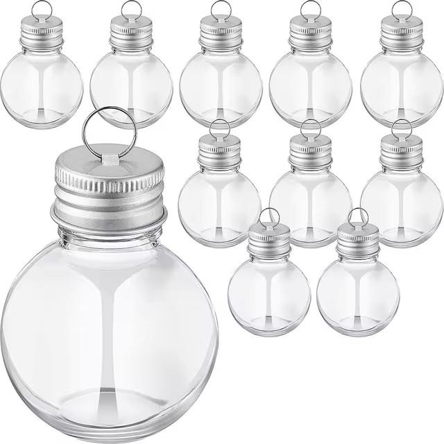 6/12 шт. Рождественские елочные украшения, заполняемые бутылки с водой, пластиковые прозрачные шарики для рождественской подвески, декор для вечеринки