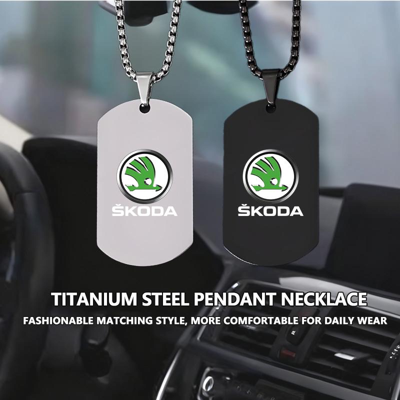FMO3 For Skoda Car Logo Necklace Stainless Steel Hang Tag Necklace Fashion Pendant Accessories VRS Octavia 1 2 3 Rapid Kodiaq Karoq