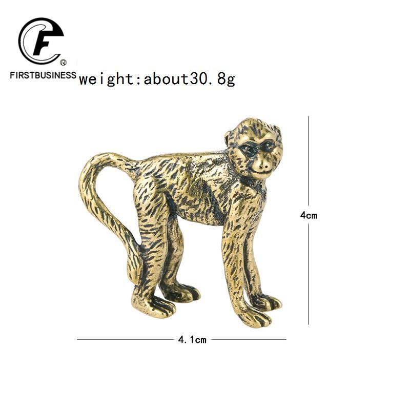 Фигурка обезьяны с длинным хвостом из цельной латуни, миниатюрный питомец для чайной церемонии, ремесло, маленький настольный орнамент, животное, аксессуары для домашнего декора, подарок для детей