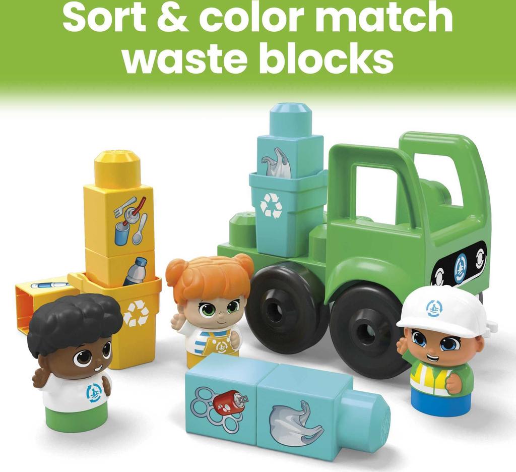 MEGA BLOKS Зеленый городок, очищающий море с помощью лодок и грузовиков, набор кубиков, развивающие и обучающие игрушки для детей от 1 года и старше, зеленый HPB49