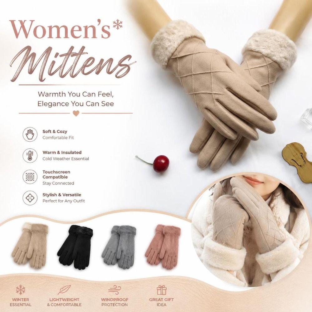 Thickened Winter Gloves Soft Fleece Cuffs Cycling Mittens New Women's Mittens Cycling