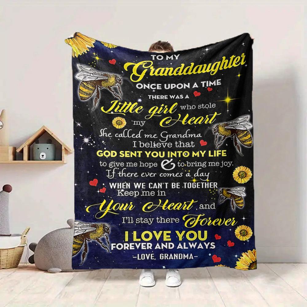 1pc Granddaughter Love Quotes Blanket Lightweight Flannel Blanket Throw Blanket For Sofa, Bed, Travel, Camping, Livingroom, Office, Couch, Chair, And