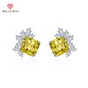 BELLA BOX Модные радужные серьги. Простые квадратные серьги принцессы. Серьги с желтыми бриллиантами.