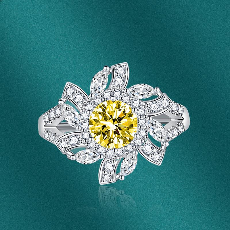 BELLA BOX Classic Flower Opening Resizable Rings For Women Zircon Engagement Party Fine Jewelry Gift