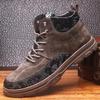 Модные зимние мужские ботинки 2024 года из бархата и хлопка, обувь Tooling Shoes, мужские кожаные зимние трендовые ботинки, высокие мужские ботинки