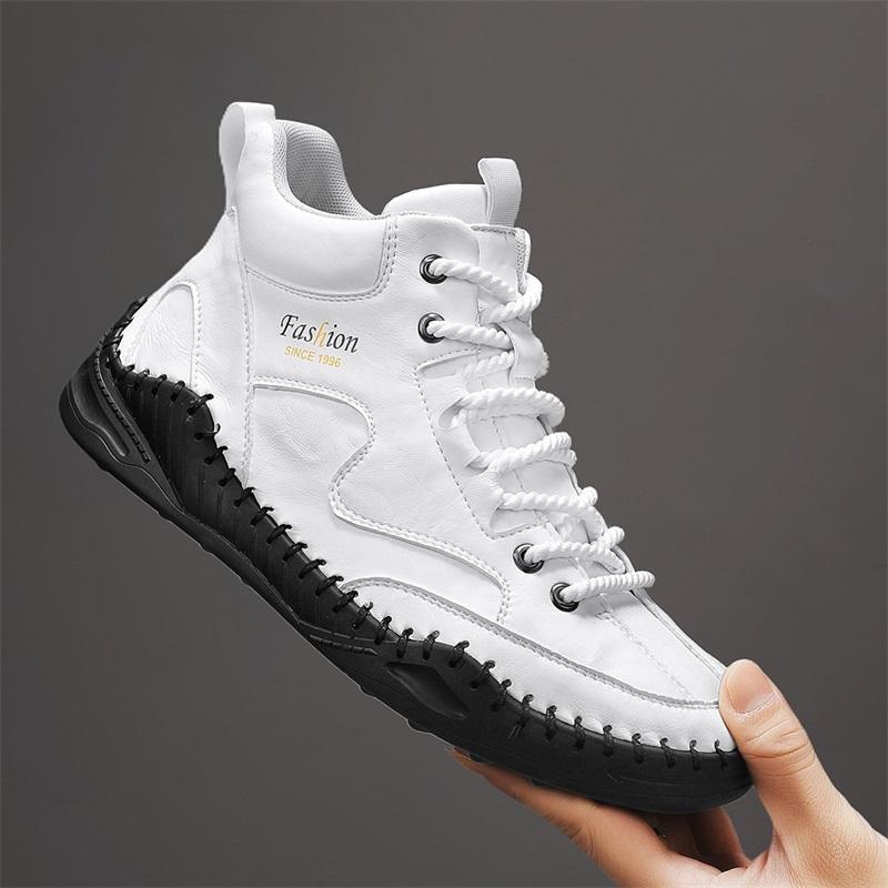 38-47 Большие размеры Мужская обувь Ручная прошивка Кожаные мужские ботинки Спилок Повседневная кожаная обувь Мужские ботильоны