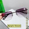 Fashion Men Women's Myopia Glasses Business Half Frame Anti Blue Light Near Sight Eyeglasses with Diopter 0 TO -4.0 Eyewear