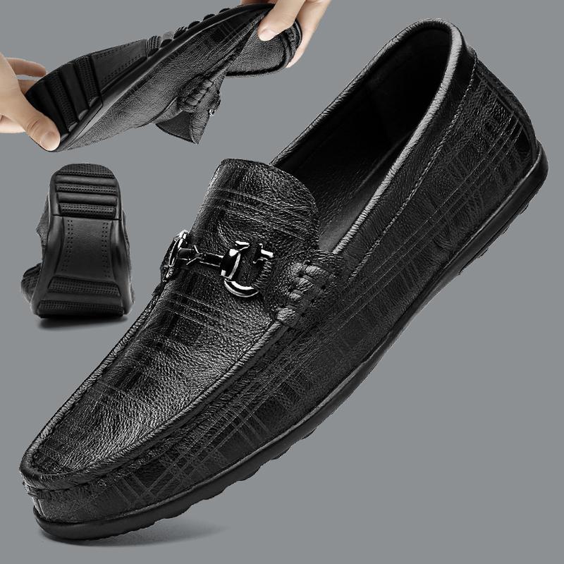 Мужская обувь из натуральной кожи, высококачественные повседневные туфли-лоферы без застежек, мокасины, итальянские нескользящие мужские туфли для вождения, мягкие