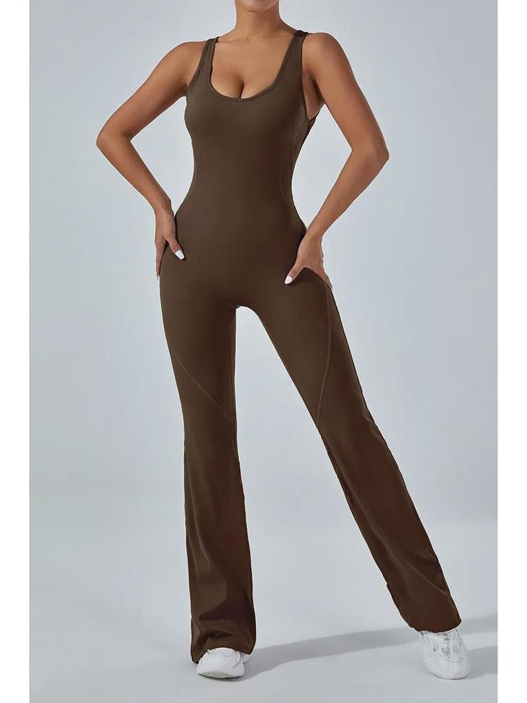 Европейский и американский костюм для йоги с открытой спиной и широкими расклешенными брюками, приподнимающими бедра