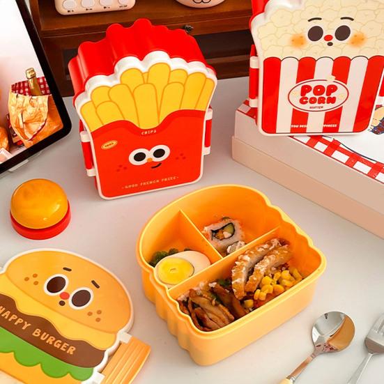 Ланч-бокс Yousheng в форме гамбургера и чипсов, безопасный для пищевых продуктов, герметичный, не протекающий контейнер для еды, ланч-бокс для офиса, сохраняющий свежесть