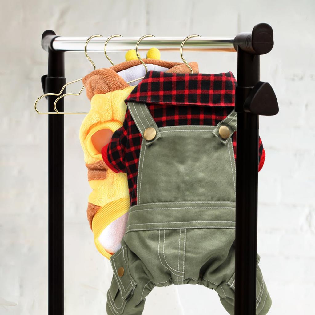 LIOOBO вешалка для домашних животных 20 см, детская вешалка, мини-вешалка для одежды, легкая, прочная, стильная, для хранения, для маленьких собак, кошек, набор из 10 штук, золотистая, нескользящая