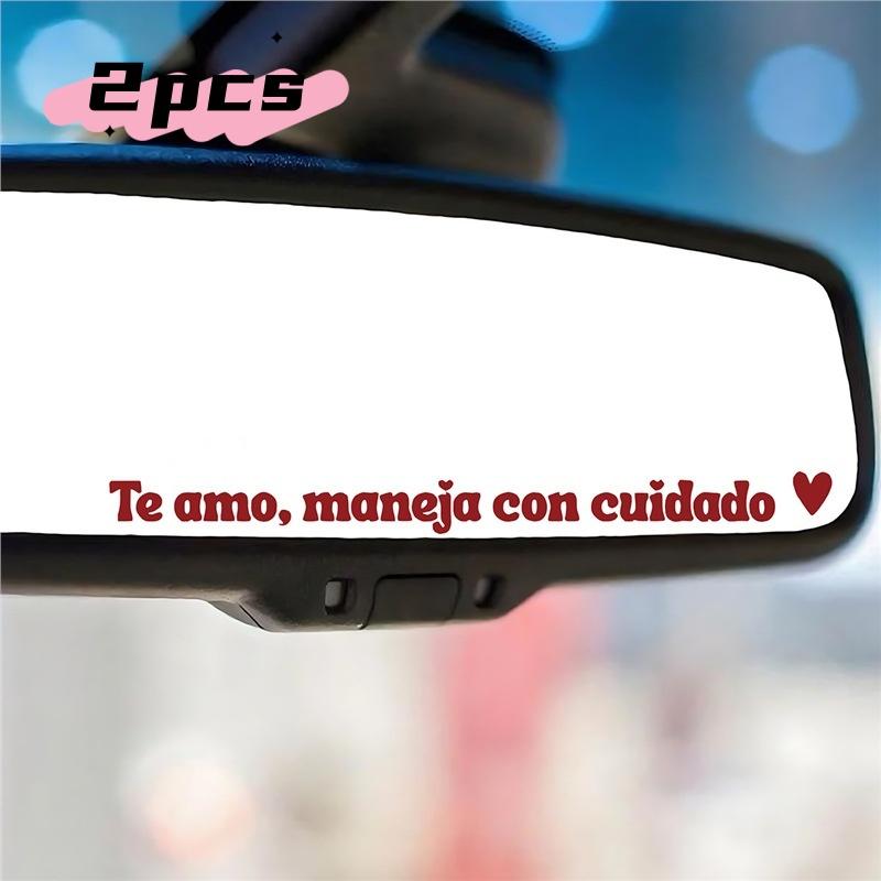 2Pcs Waterproof Car Mirror Stickers Te Amo Maneja Con Cuidado No Residue Decals for Car DIY Accessories