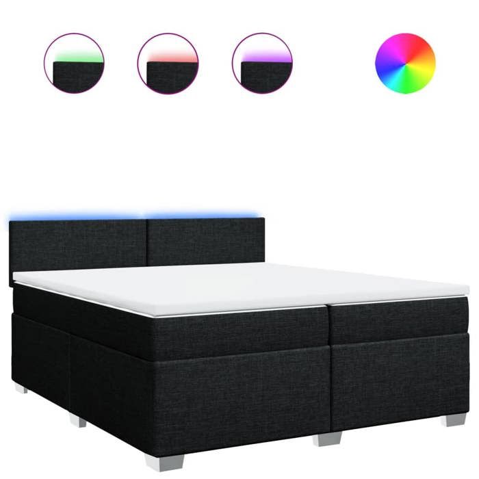 Cadre de lit avec matelas - Maison Exclusive - 200 x 200 cm - Noir - Ressorts ensachés