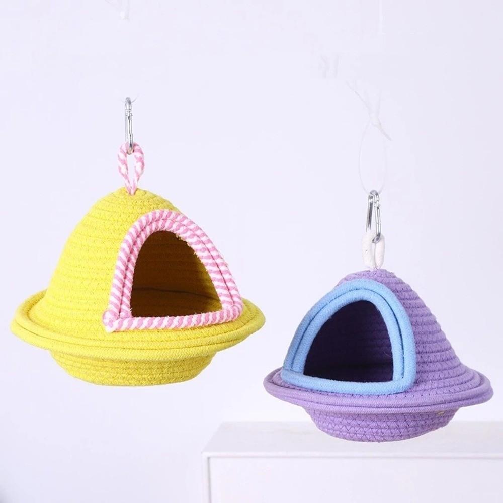 Windproof Bird Hanging Bed Thickened Bite Resistant Pet Habitat Pet Parrot Warm Sleep Bird Cage Nest Handmade Weave