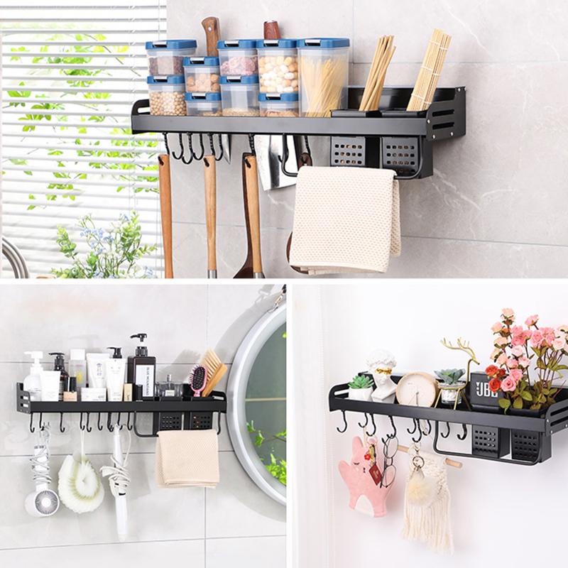 Kichen Organizer Spices Aluminum Multifunction Kitchen Shelf Storage Rack Wall-mounted Kitchen Organizer for Spices