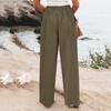 Широкие брюки для женщин, однотонные повседневные брюки с высокой талией, брюки на пуговицах для тренировок с карманами