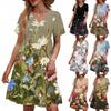 Женское повседневное модное платье с V-образным вырезом, короткими рукавами и цветочным принтом