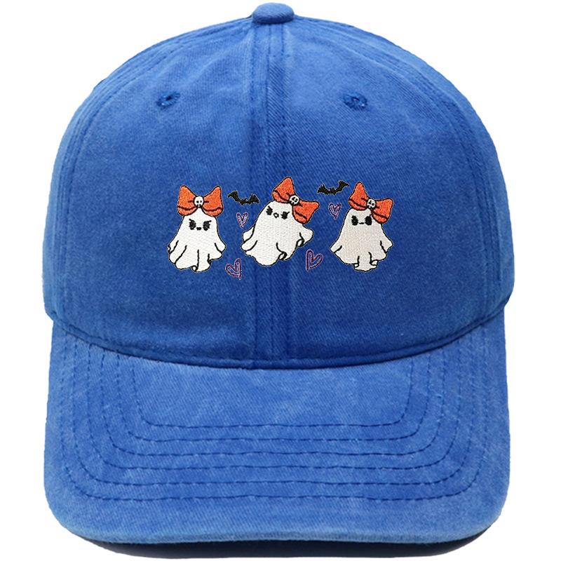 New bow ghost embroidery retro baseball cap Halloween European and American men's and women's casual sunshade dad hat