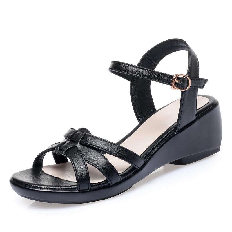 Модные женские сандалии AIYUQI на танкетке, больших размеров 41 42 43, летние новые, нескользящие, женские римские сандалии с открытым носком, сандалии для мамы, женские