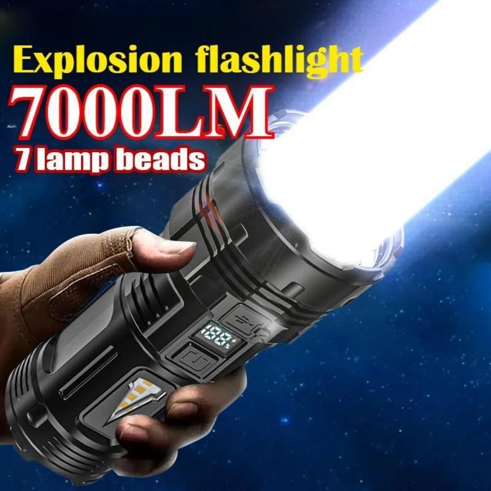 2024 Новый 7*LED Супер Яркий Фонарик Перезаряжаемый Встроенный Фонарь Лампа для Работы на Открытом Воздухе Кемпинг Рыбалка