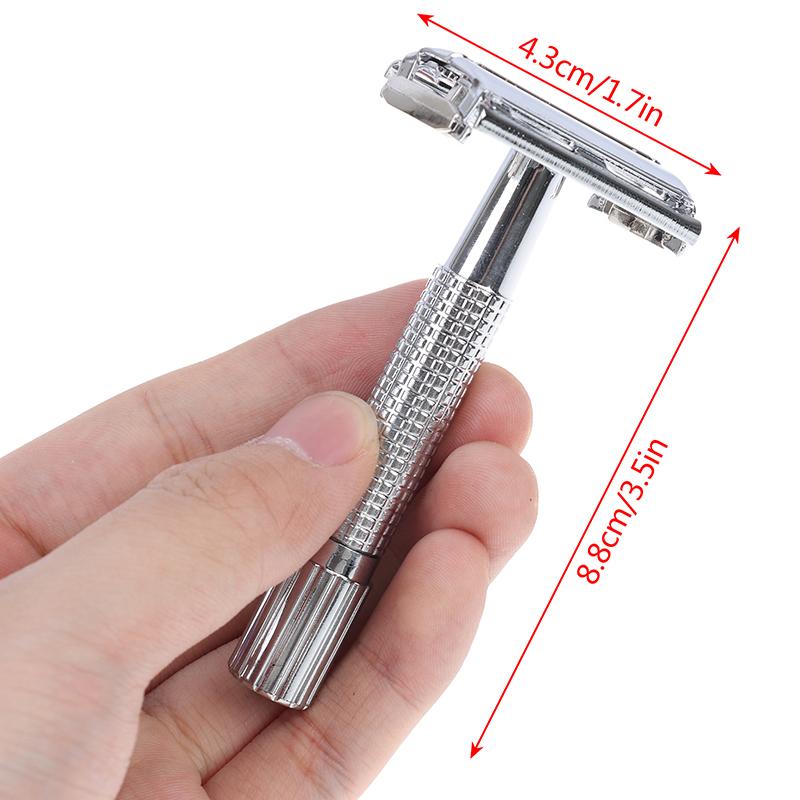 Мужская традиционная классическая хромированная бритва безопасности с двойным лезвием + 1 лезвие