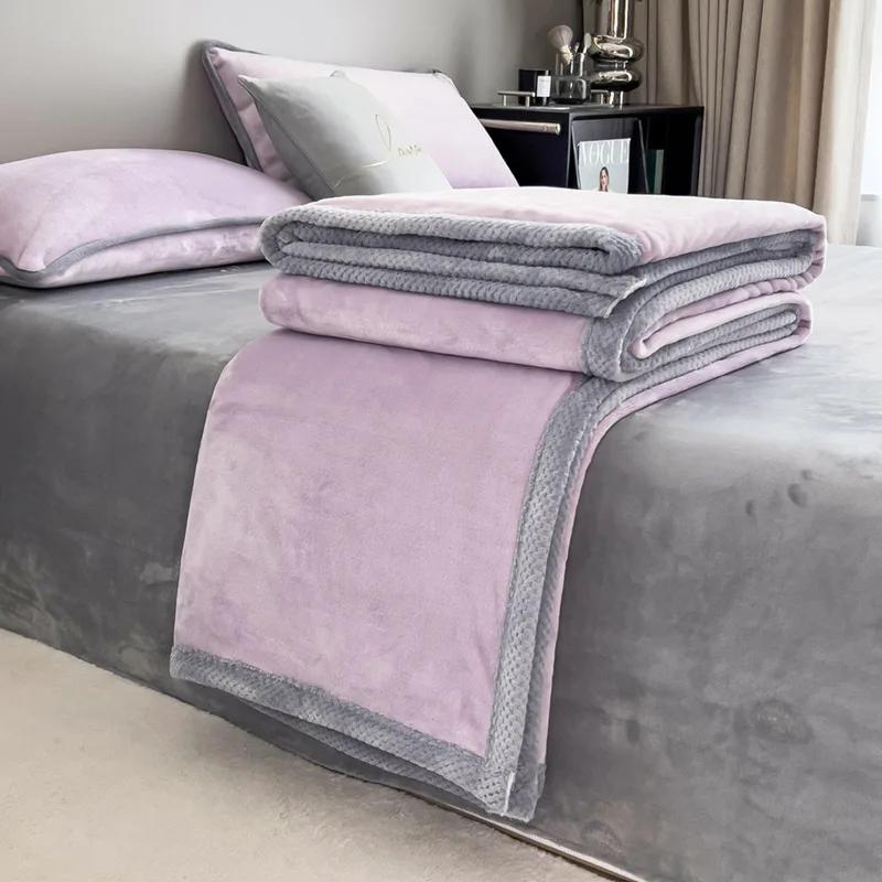 2024 New Milk Velvet Blanket Four Seasons Universal Solid Color Multi functional Double sided Velvet Office Napping Blankets