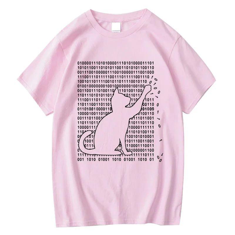 Harajuku Creative Design Top Gothic Top Funny Cool Cat Design Print Cotton Loose Short Sleeve Casual TShirt