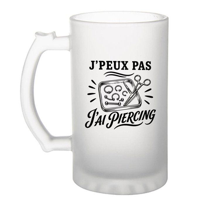 Chope de bière - PLANETEE - J'peux pas minimaliste - Verre trempé givré - 470 ml - Impression sublimation