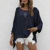 Spring and Autumn Women's Plus Size Shirt Round Neck Casual Loose Top
