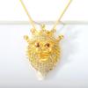 Мужская позолоченная 14-каратным золотом подвеска в виде головы льва с короной, ожерелье, хип-хоп украшение, мужской подарок