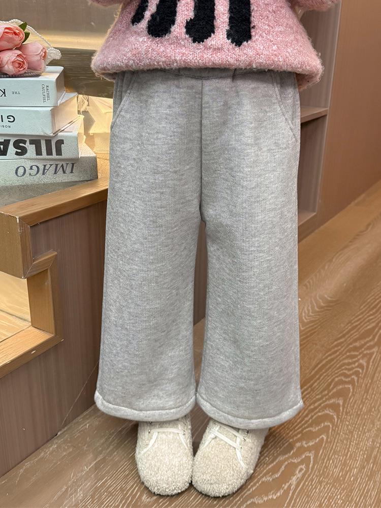Бархатные зимние брюки широкого кроя для девочек в корейском стиле 2025