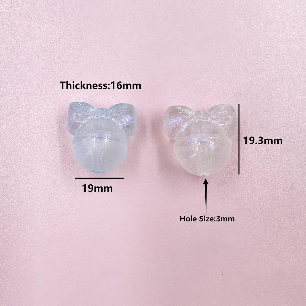 Люминесцентные подарочные бусины с отверстием, акрил 19,3 мм * 19 мм, 20 шт., голова мыши, аксессуары для бисера «сделай сам», блестящая пудра, аксессуары
