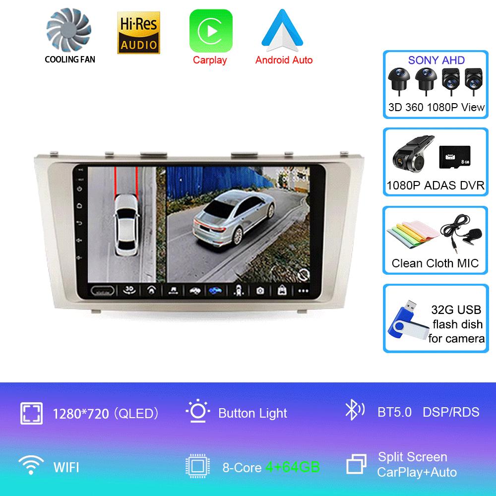 Android 14 Автомобильное радио для Toyota Camry 6 XV 40 50 2006 - 2011 Мультимедийный видеоплеер Навигация стерео GPS Нет 2din 2 din dvd