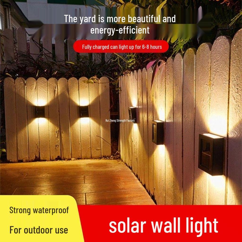 Водонепроницаемый солнечный уличный настенный светильник, беспроводной атмосферный ночник для балкона и ландшафтного оформления
