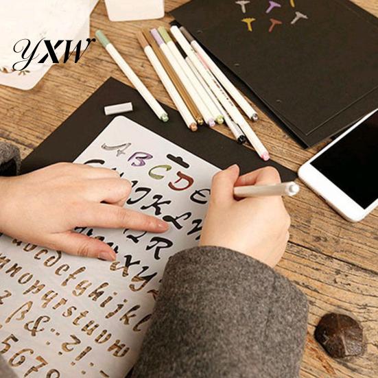 Alphabet 1 Sheet Painting Scrapbooking Hollow Letter Drawing Board Design Plastic Educational for Kids School