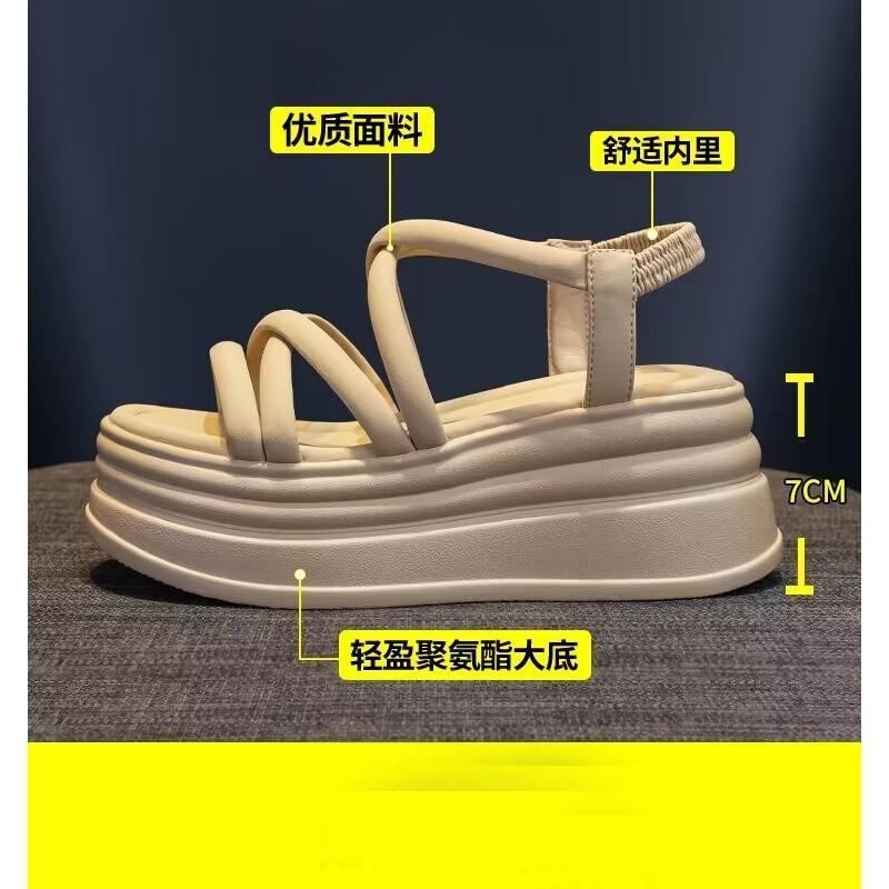 Внутреннее увеличение высоты Римские сандалии женские лето 2025 новые платформа для верхней одежды модные сандалии на танкетке спортивные сандалии