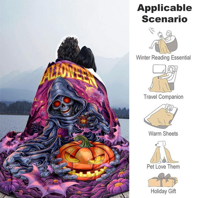 1pc Halloween Theme Cartoon Blanket Soft Throw for Home Decor, Gift Idea, Living Room, Travel, Camping, Car Blankets