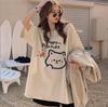 Women's Korean Style Cartoon Slimming Tee - Summer 2024 Mid-length Loose Fit