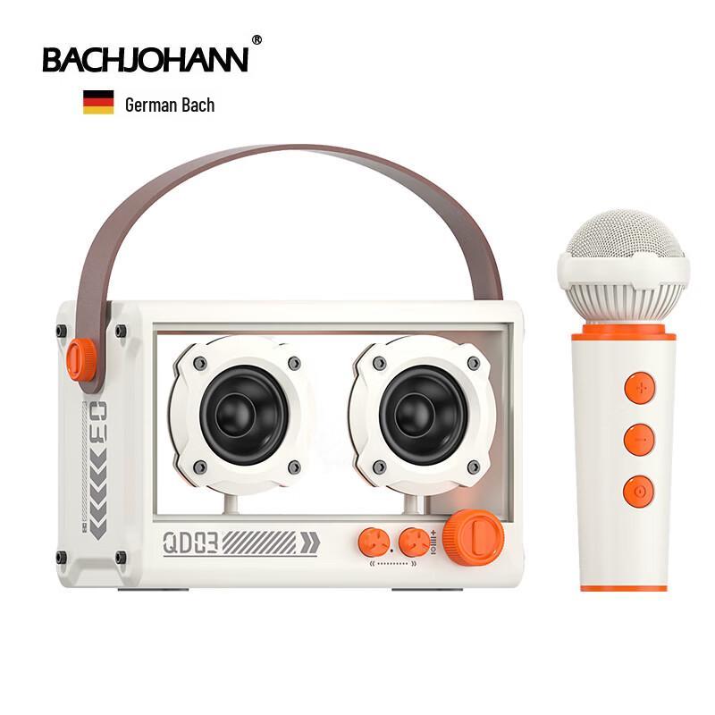 Беспроводной Bluetooth-динамик KTV Bach Johann QD03 с микрофоном, штекер CN (адаптер в комплекте) (Китайская версия)