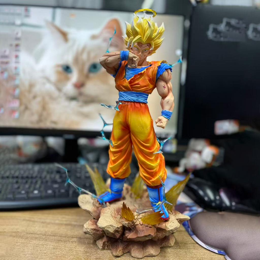 Фигурка Сон Гоку Ssj2 из Dragon Ball Z со светодиодной подставкой, Супер Сайян 2 Гоку, ПВХ Фигурки Действия 33см/12.2дюйма Модель для Коллекционирования Игрушки Подарки
