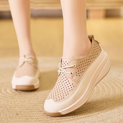 Женские кожаные кроссовки, женские повседневные туфли на танкетке для медсестер, летние туфли для беременных для девочек, большой размер